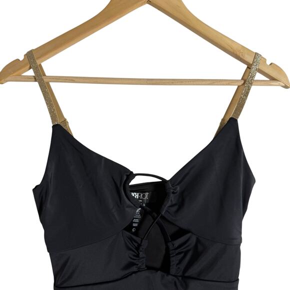 Beach Riot Leslie Black Cut Out Gold Metallic Trim One Piece Swimsuit Size Large - Picture 4 of 10